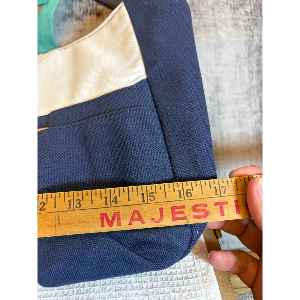 Stampin Up Canvas Craft Tote Bag Navy Blue Cream Teal Organizer Shoulder Bag - Picture 8 of 9